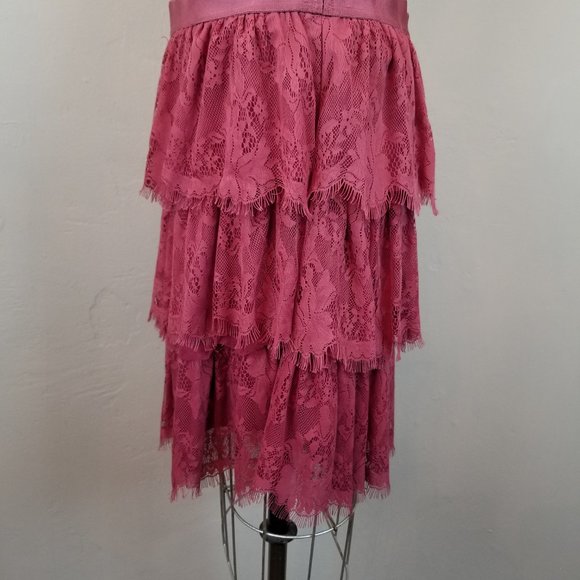 Fossil Women's Size Medium Purple Plum Romantic Tiered Eyelash Lace Skirt - Picture 3 of 7